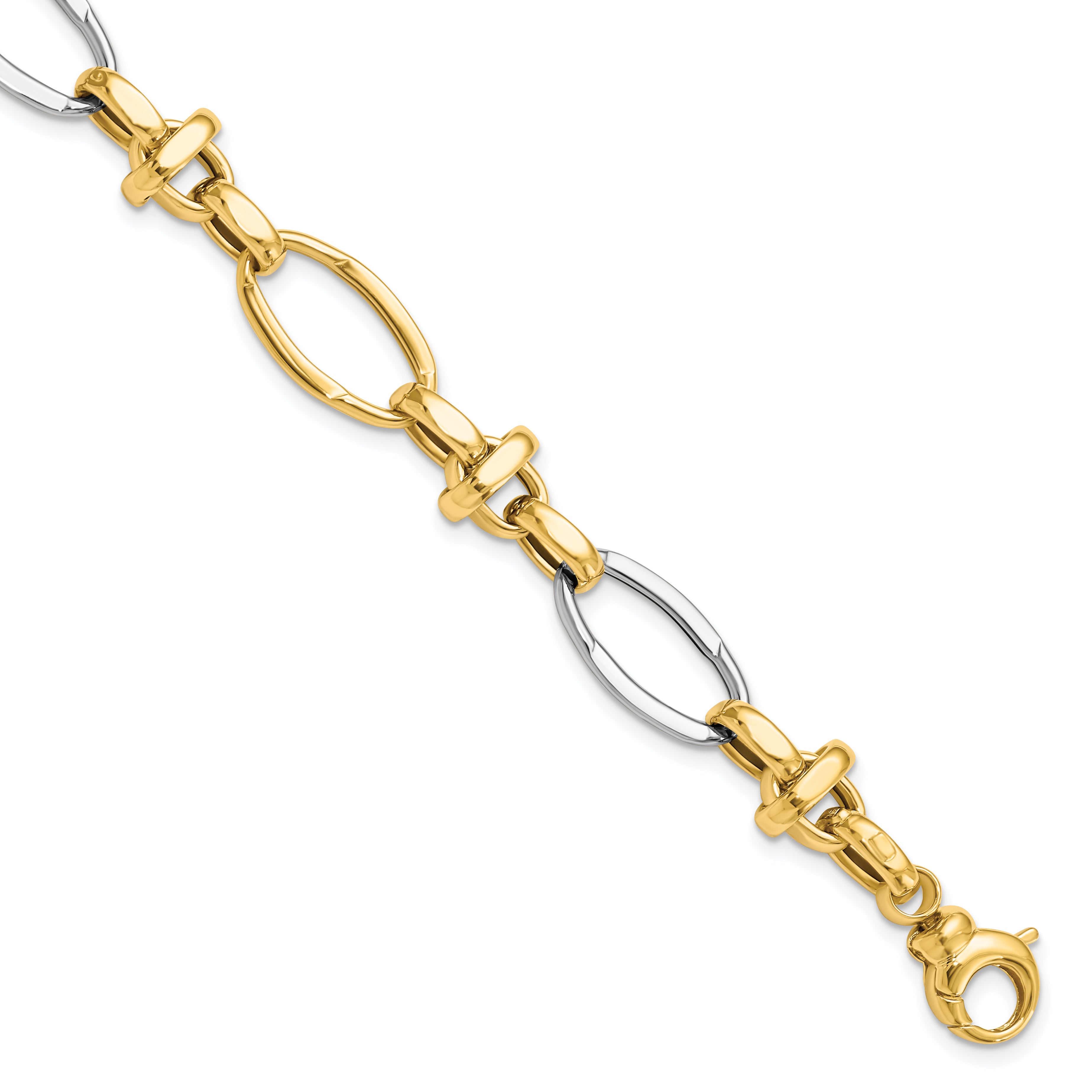 14K Two-tone Polished Fancy Link Bracelet