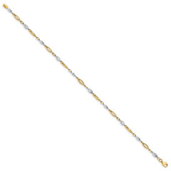 14K Two-tone Polished Fancy Link Anklet