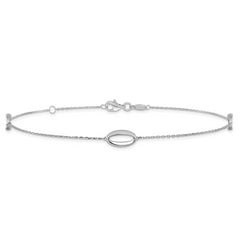 14K White Gold Polished w/1 in ext. Anklet