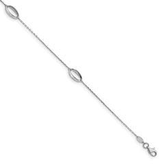 14K White Gold Polished w/1 in ext. Anklet