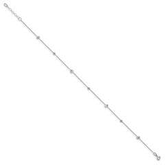 14K White Gold Polished D/C w/1 in ext. Anklet