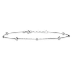 14K White Gold Polished D/C w/1 in ext. Anklet