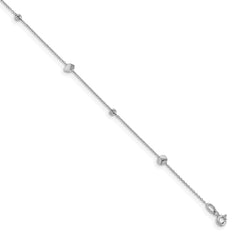 14K White Gold Polished D/C w/1 in ext. Anklet