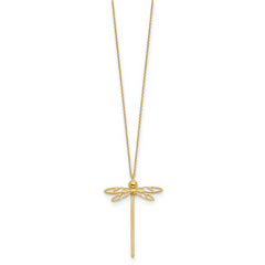14K Polished Dragonfly w/2 in ext. Necklace