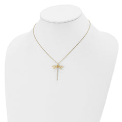 14K Polished Dragonfly w/2 in ext. Necklace
