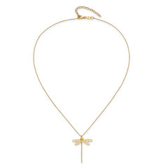 14K Polished Dragonfly w/2 in ext. Necklace