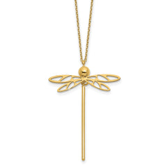 14K Polished Dragonfly w/2 in ext. Necklace