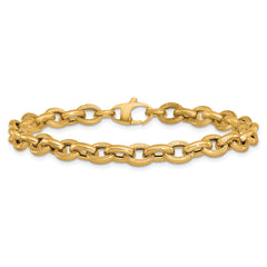 14K Polished and Textured Link Bracelet