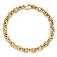 14K Polished and Textured Link Bracelet