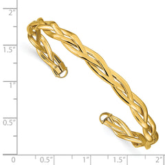 14k Polished Braided Cuff Bangle