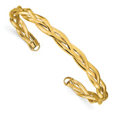 14k Polished Braided Cuff Bangle