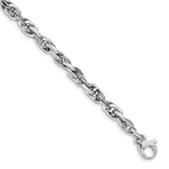 14k White Gold D/C Polished Link w/.5 Bracelet