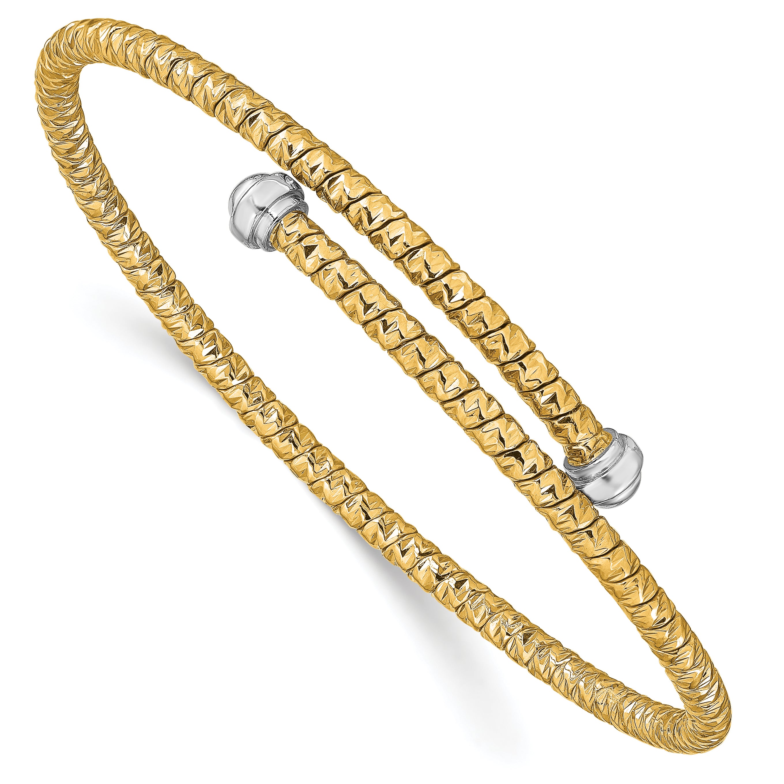 14k Two-tone Polished D/C Flexible Bangle Bracelet