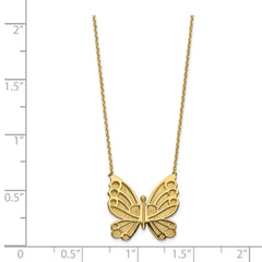 14k Polished and Brushed Butterfly w/ 2in ext Necklace