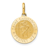 14k Polished and Satin Round St. Christopher Pendant