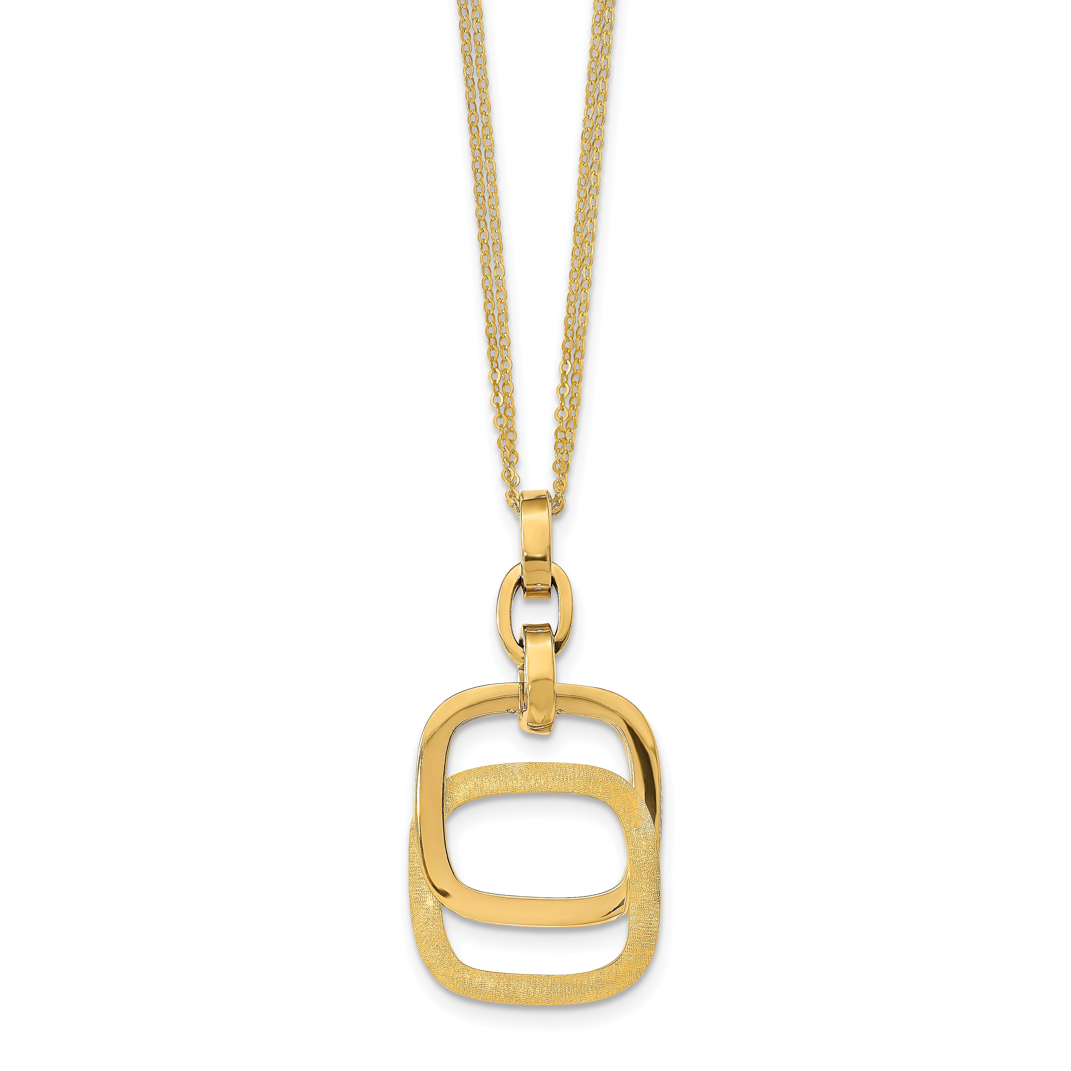 14k Polished and Brushed Double-strand Necklace