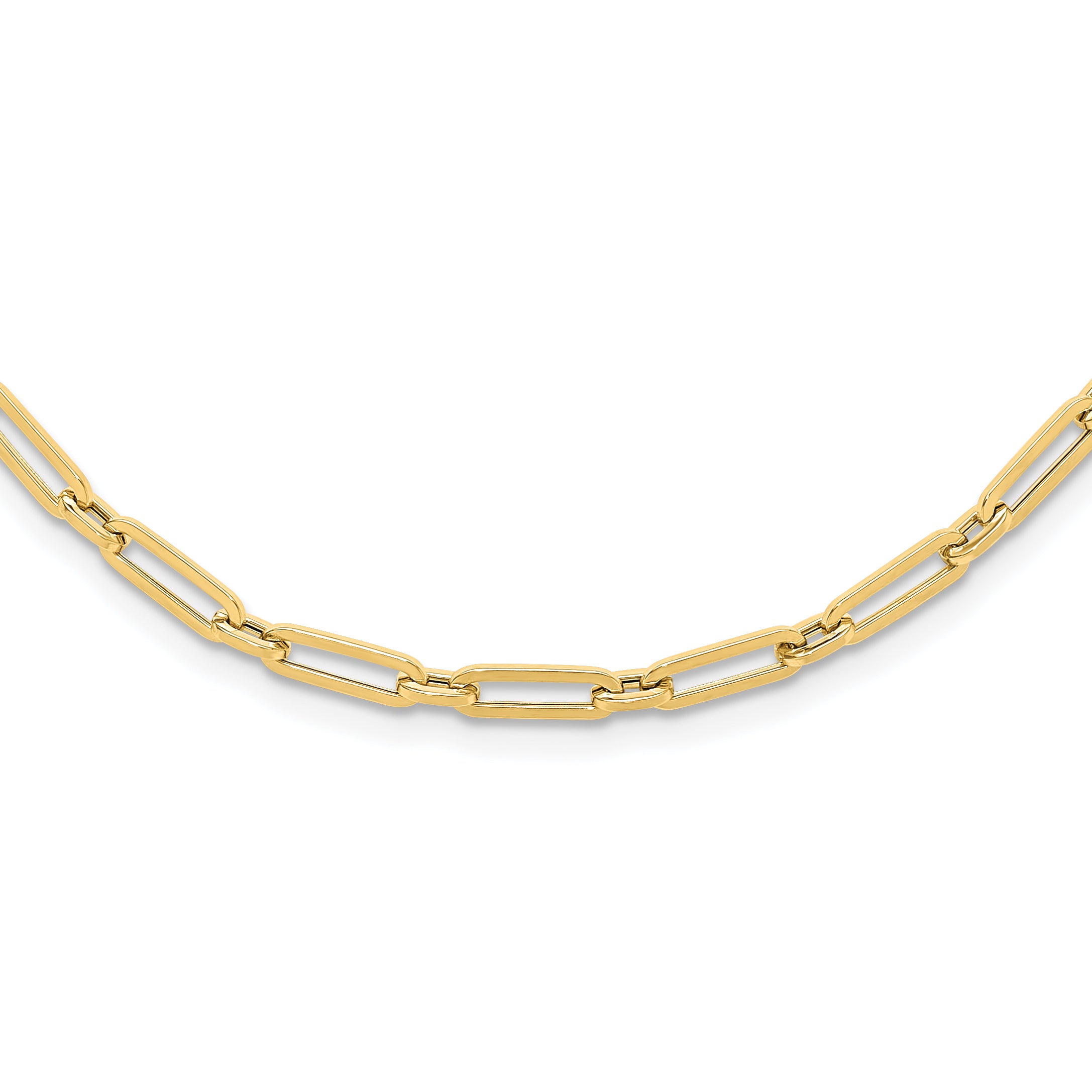 14K Polished Flat Oval Link Necklace