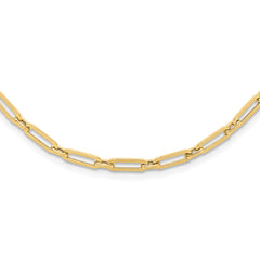 14K Polished Flat Oval Link Necklace