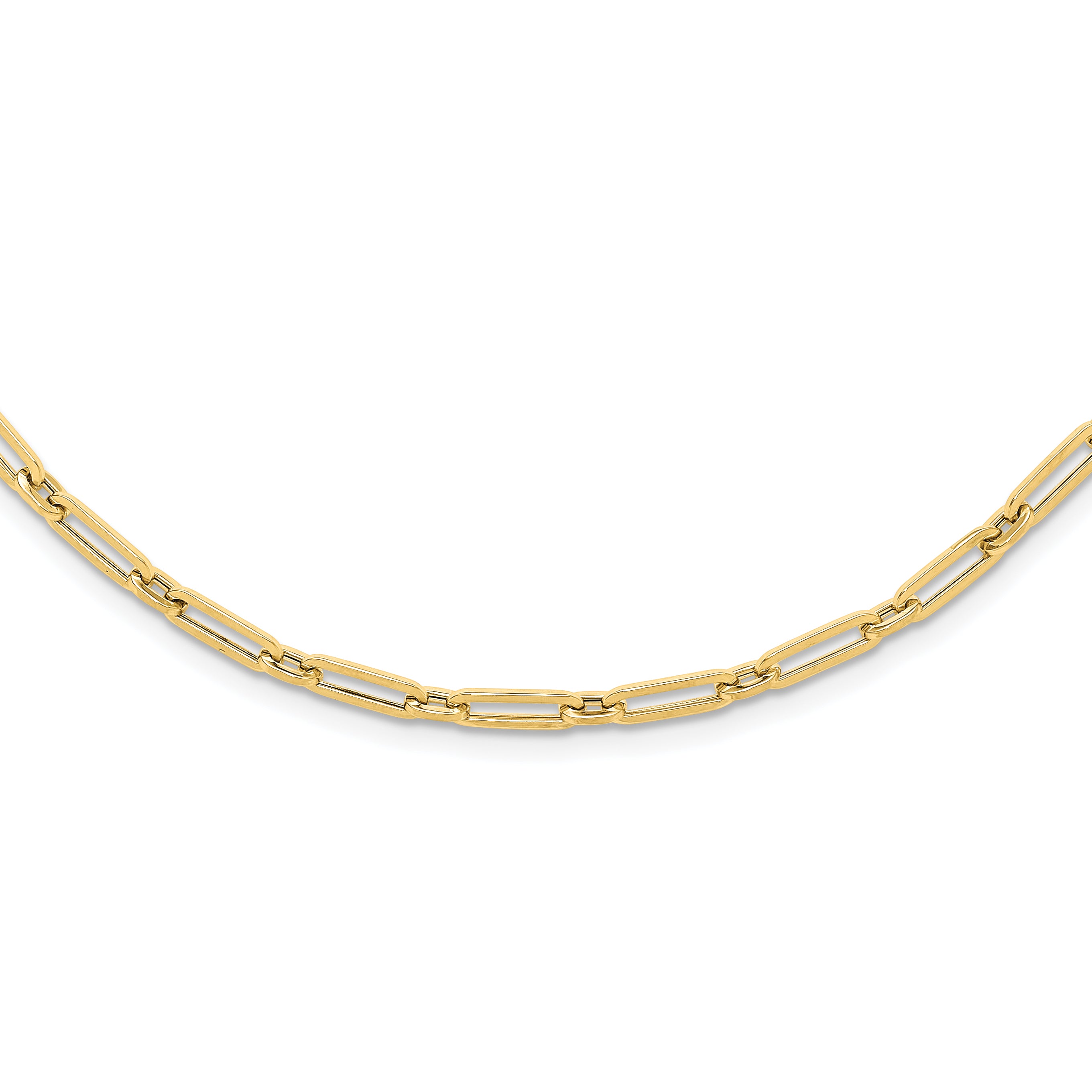 14K Polished Flat Oval Link Necklace