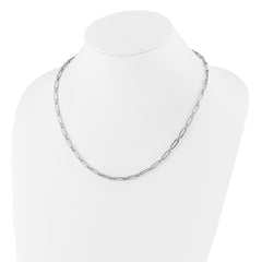 14K White Gold Polished Flat Oval Link Necklace