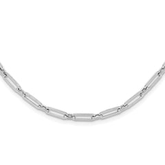 14K White Gold Polished Flat Oval Link Necklace