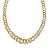 14K Polished Graduated Double Link Necklace