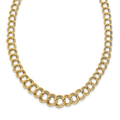 14K Polished Graduated Double Link Necklace