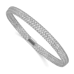 14k w/White Rhodium-plating Stretch Bangle