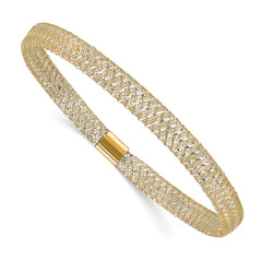14K with Rhodium-Platedodium Polished Stretch Bangle