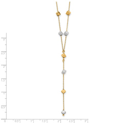 14K Two-Tone Polished Adjustable Beaded Y-Drop Necklace