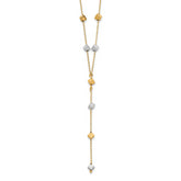 14K Two-Tone Polished Adjustable Beaded Y-Drop Necklace