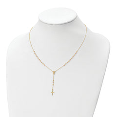 14K Yellow and Rose Gold Cross Y-Drop w/1.25 ext. Necklace