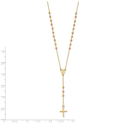 14K Yellow and Rose Gold Cross Y-Drop w/1.25 ext. Necklace