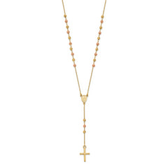 14K Yellow and Rose Gold Cross Y-Drop w/1.25 ext. Necklace