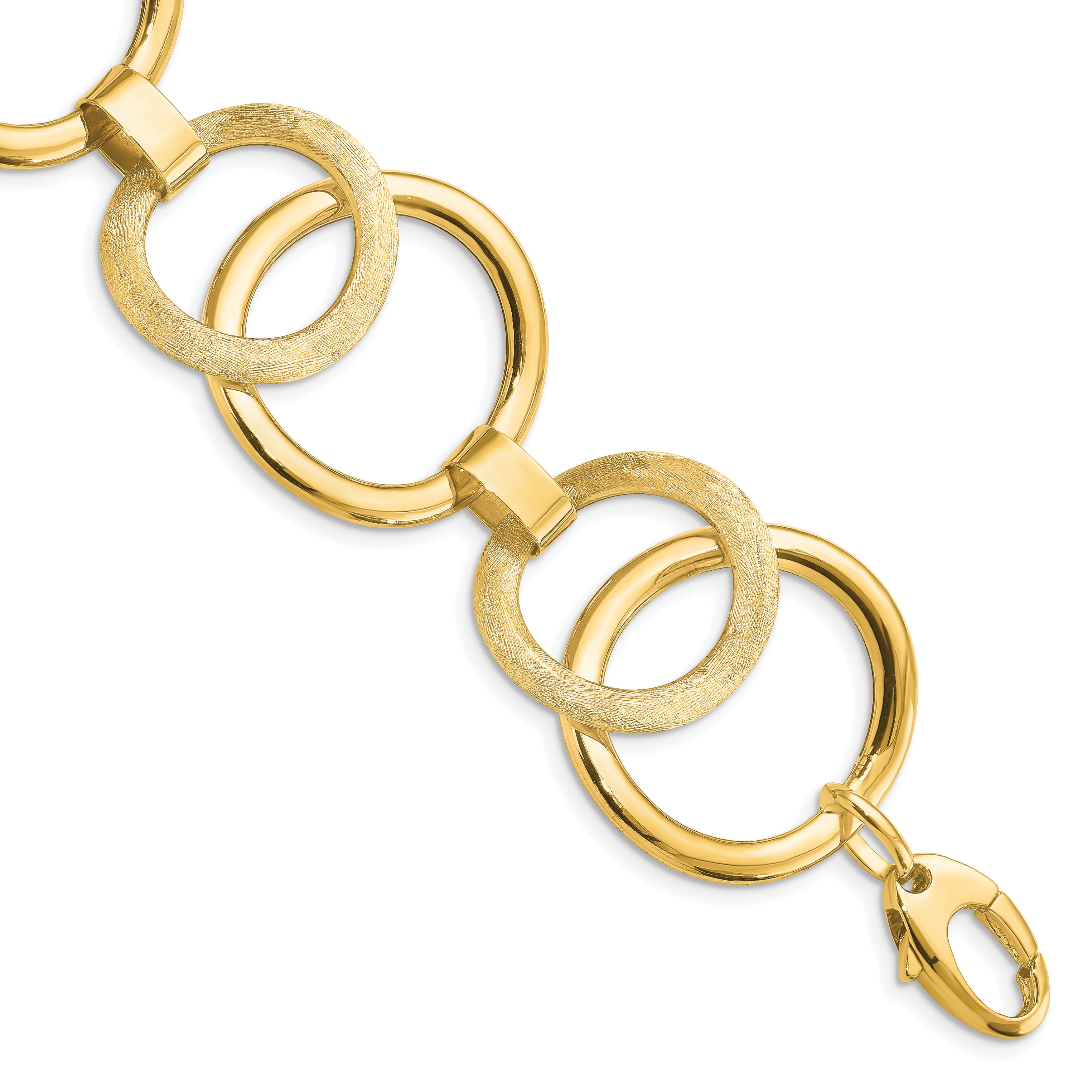 14k Polished Scratch-finish Fancy Link Bracelet