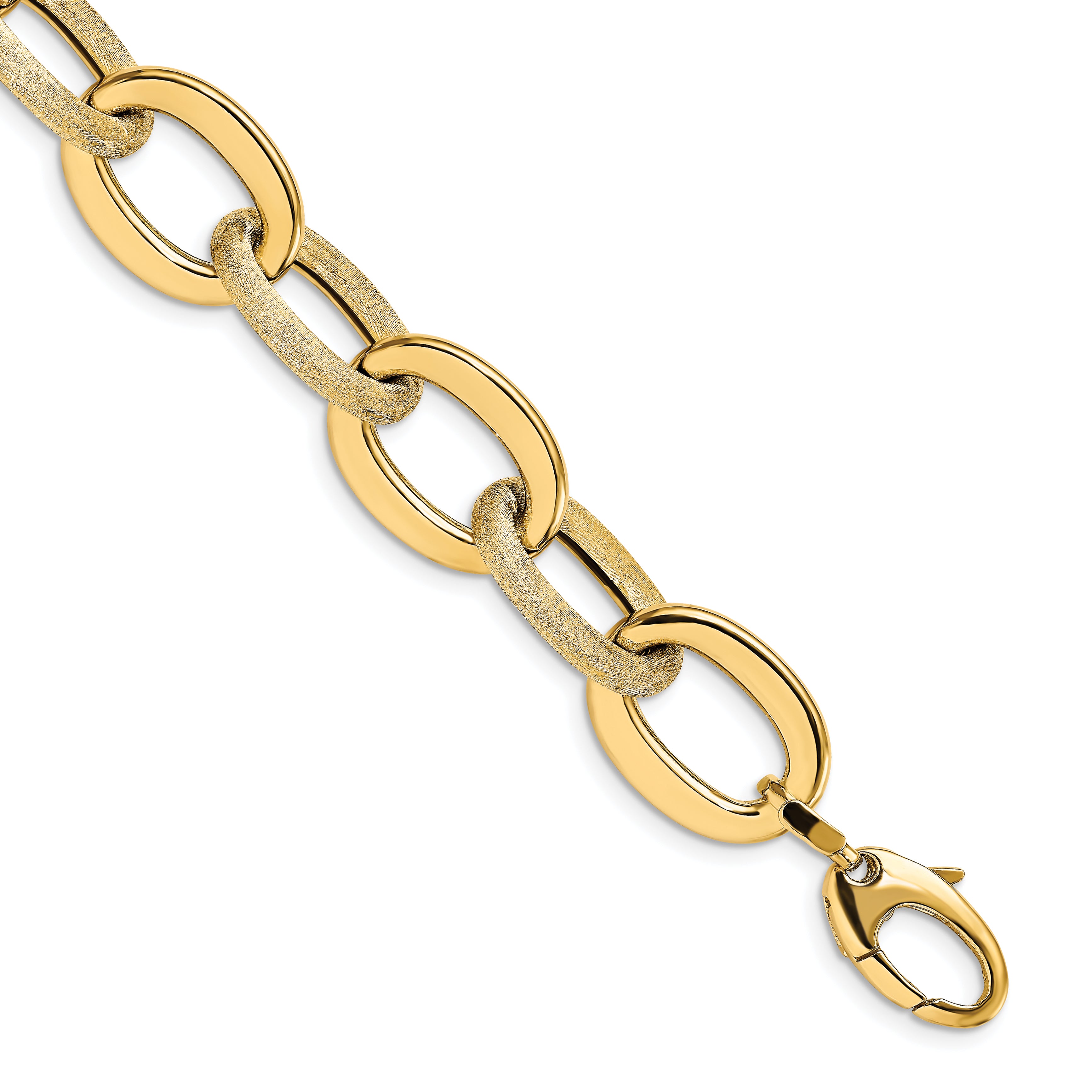 14k Polished Scratch-finish Fancy Link Bracelet