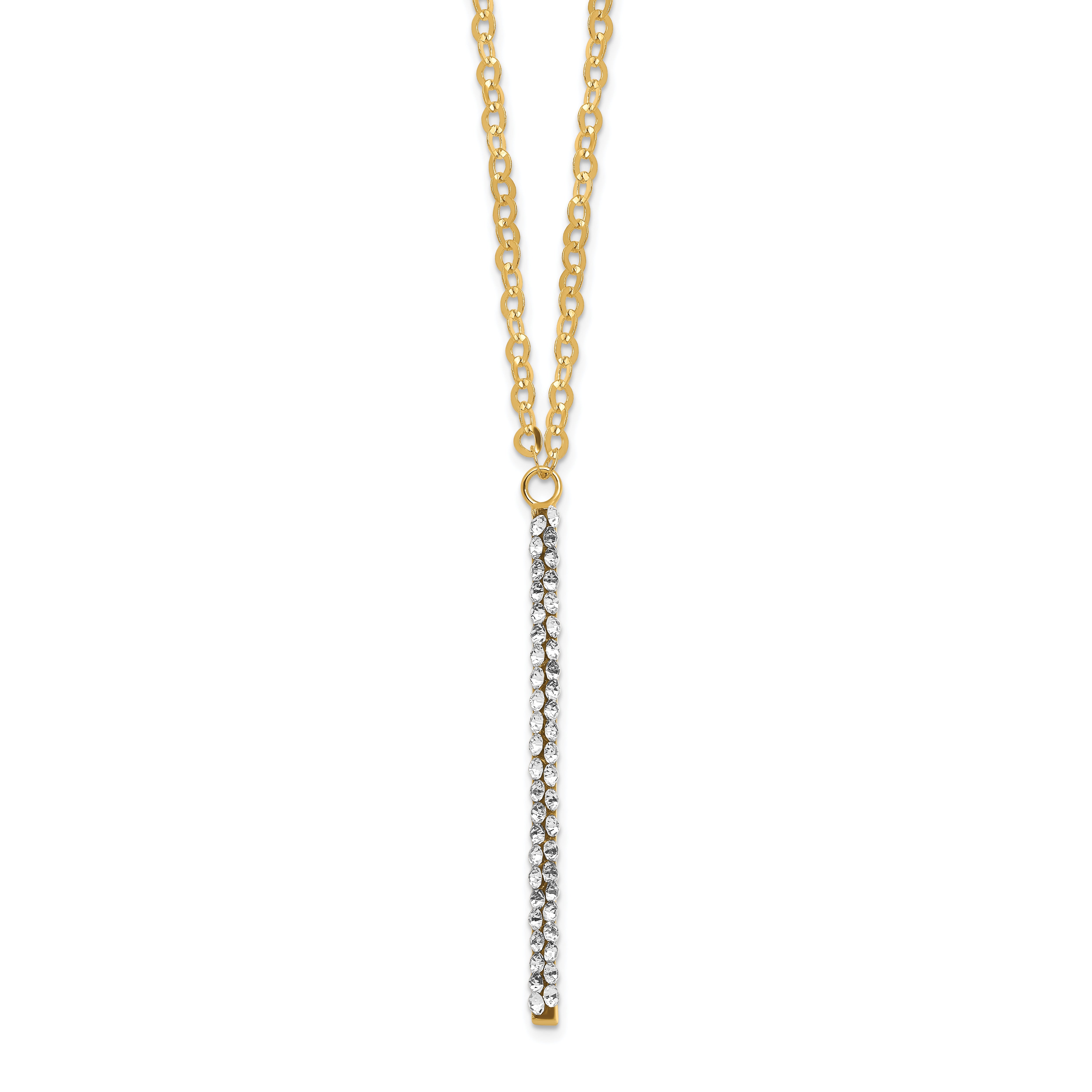 14K Polished Crystal w/1in ext Necklace