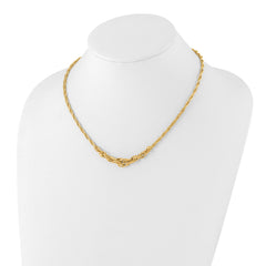 14K Polished Textured Fancy Link Necklace