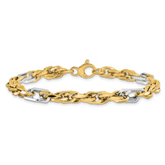 14K Two-tone Polished Link Bracelet