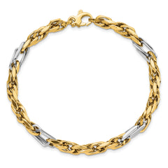 14K Two-tone Polished Link Bracelet