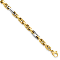 14K Two-tone Polished Link Bracelet