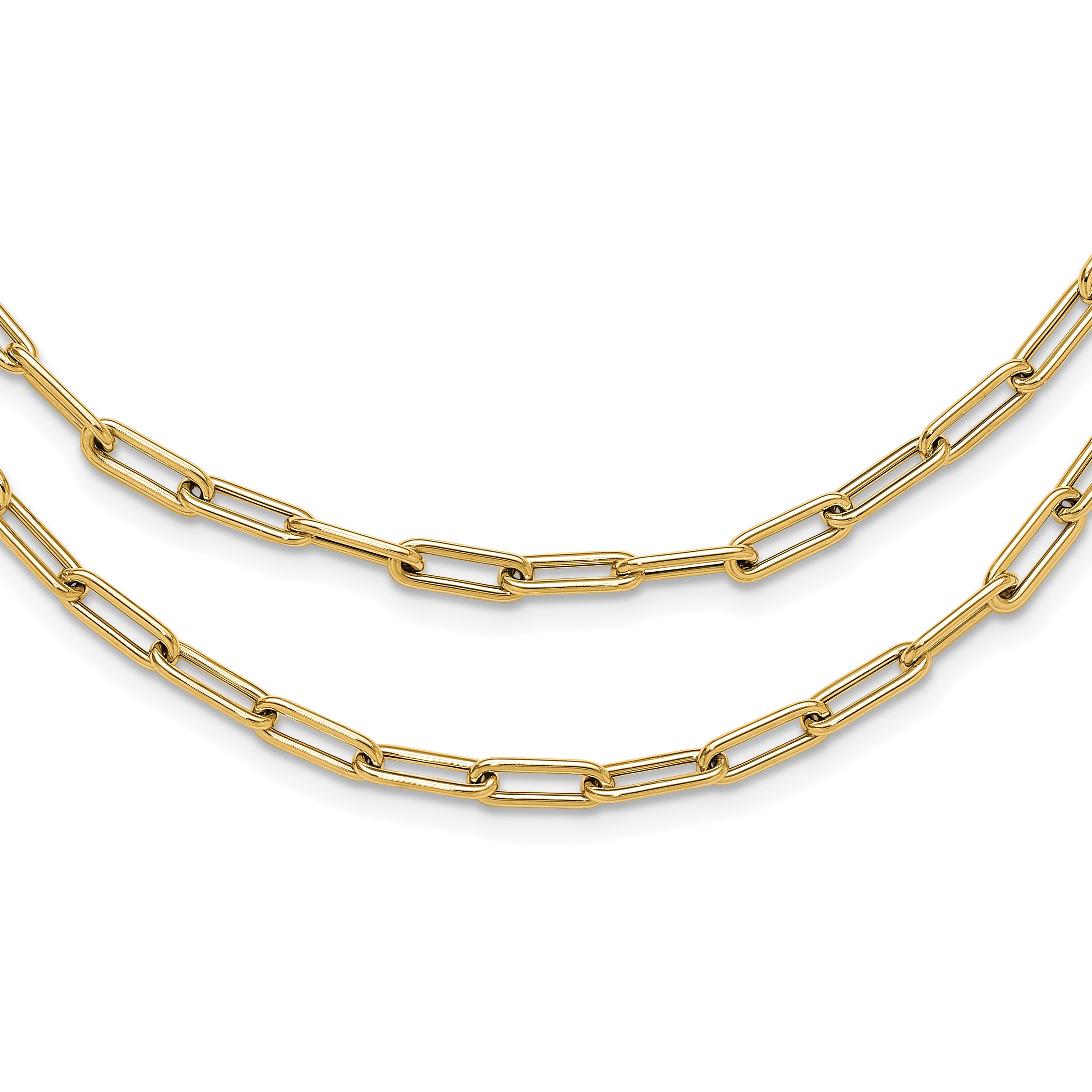 14k Polished Double-layer Link Necklace