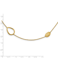 14K Polished and Scratch-finish Beaded Necklace