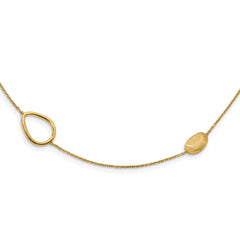 14K Polished and Scratch-finish Beaded Necklace