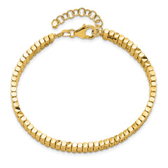 14K Polished D/C Flexible w/ 1in Safety Chain Cuff Bangle