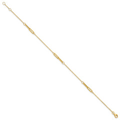 14K Paperclip Link 3-Station 9 inch Plus 0.5 inch Extender - Total 9.5 inch Anklet