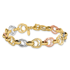 14k White/Rose-plat Polished/Brushed Fancy Link Bracelet