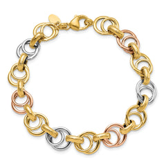 14k White/Rose-plat Polished/Brushed Fancy Link Bracelet