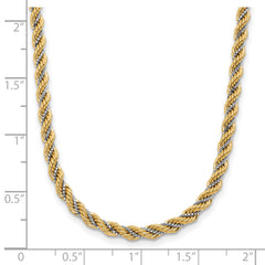 14K Two-tone Polished Textured Rope Necklace