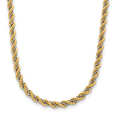 14K Two-tone Polished Textured Rope Necklace